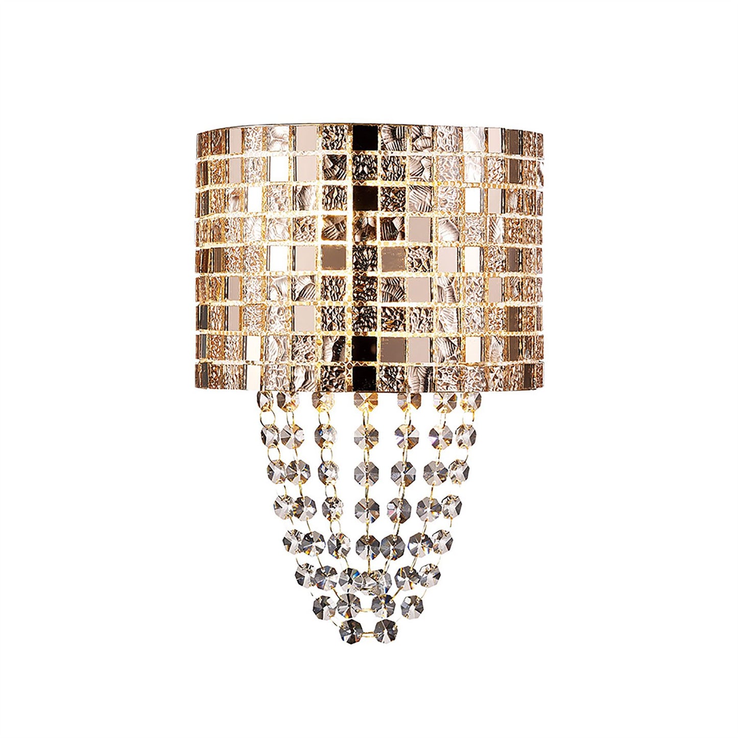 Diyas Camden Wall Light 2 Light G9 Rose Gold/Mosaic Glass/Crystal