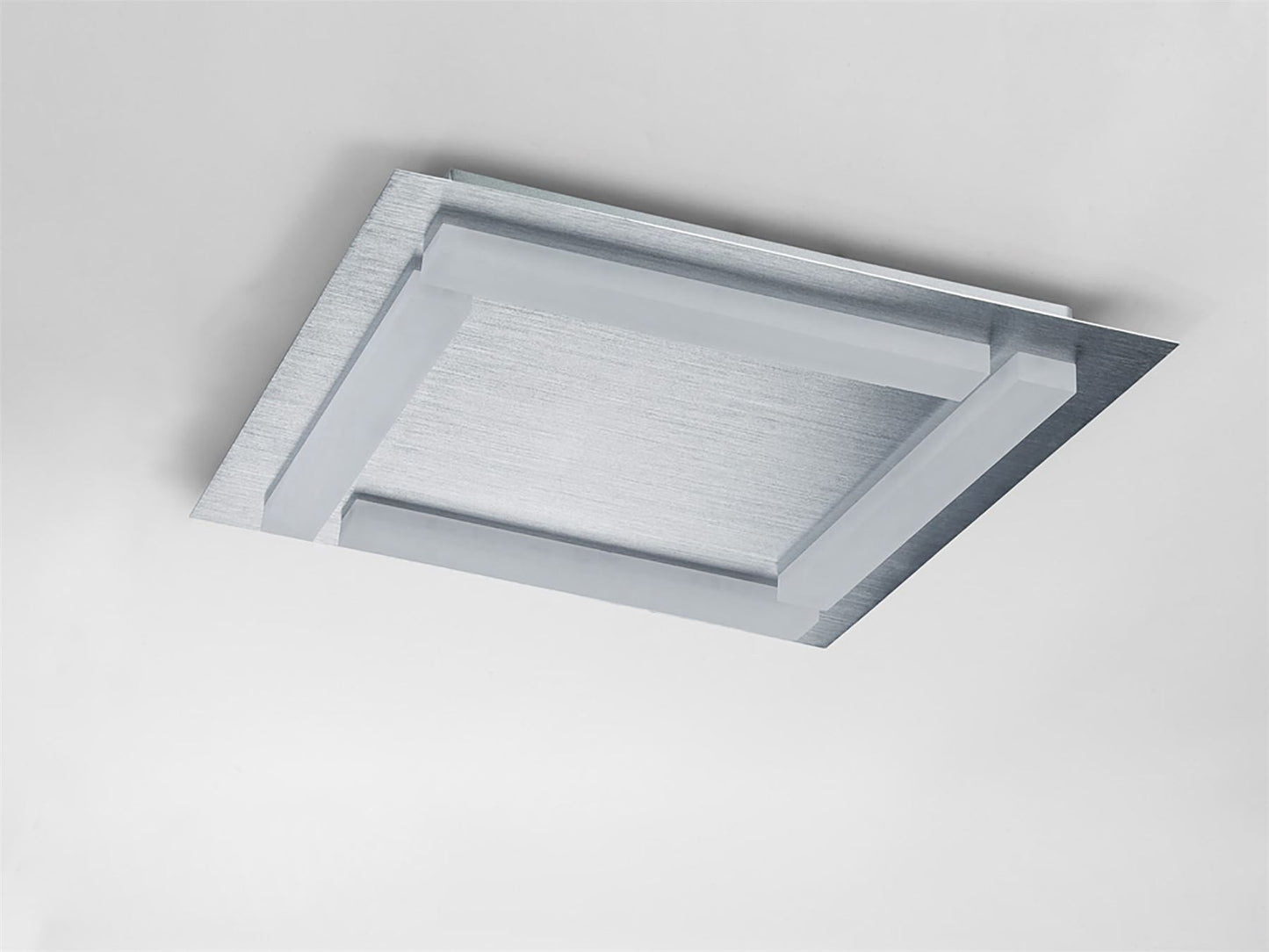 Mantra Fusion Verona Square Ceiling 4 Light 20W LED 3000K, 1800lm, Satin Aluminium/Frosted Acrylic, 3yrs Warranty