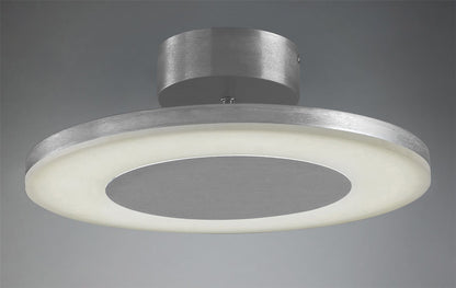 Mantra Hemisferic 36cm Ceiling 1 X 28W LED Round 3000K, 1800lm, Satin Aluminium/Frosted Acrylic, 3yrs Warranty Ceiling