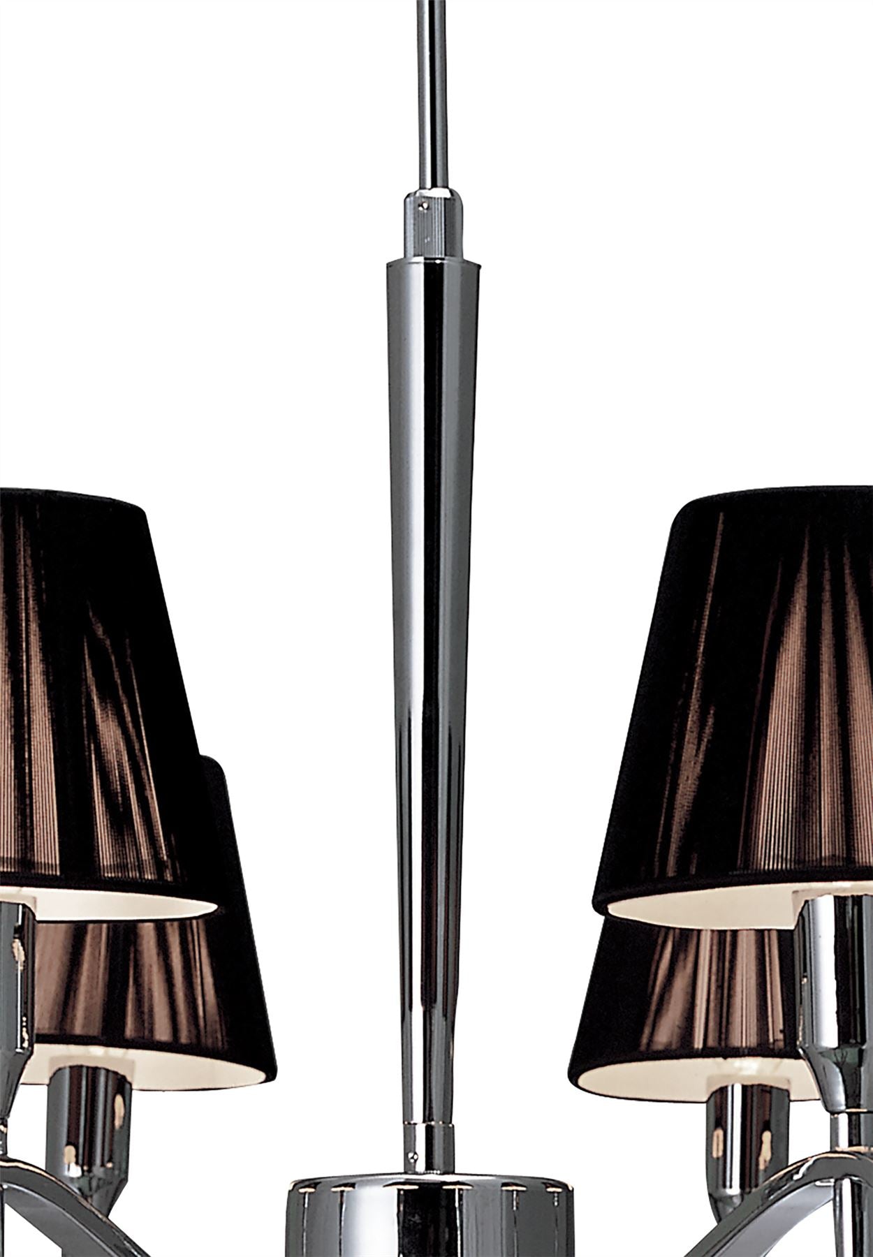 Mantra M0341 Siena Pendant Round 8 Light E14, Polished Chrome with Black Shades and Black Crystal