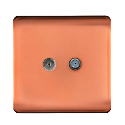 Trendi Switch Copper TV Coaxial & F-Type Satellite Socket - Screwless
