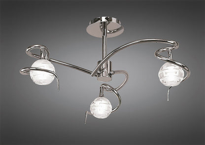 Mantra M0088 Dali Semi Ceiling 3 Light G9, Polished Chrome