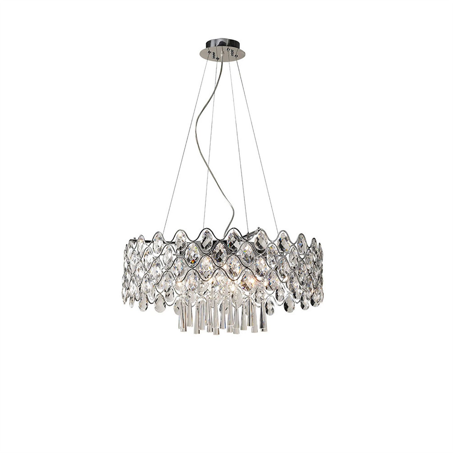 Diyas Kenzie 66cm  16 Light G4 Polished Chrome/Crystal, NOT LED/CFL Compatible Ceiling Pendant Light Fitting