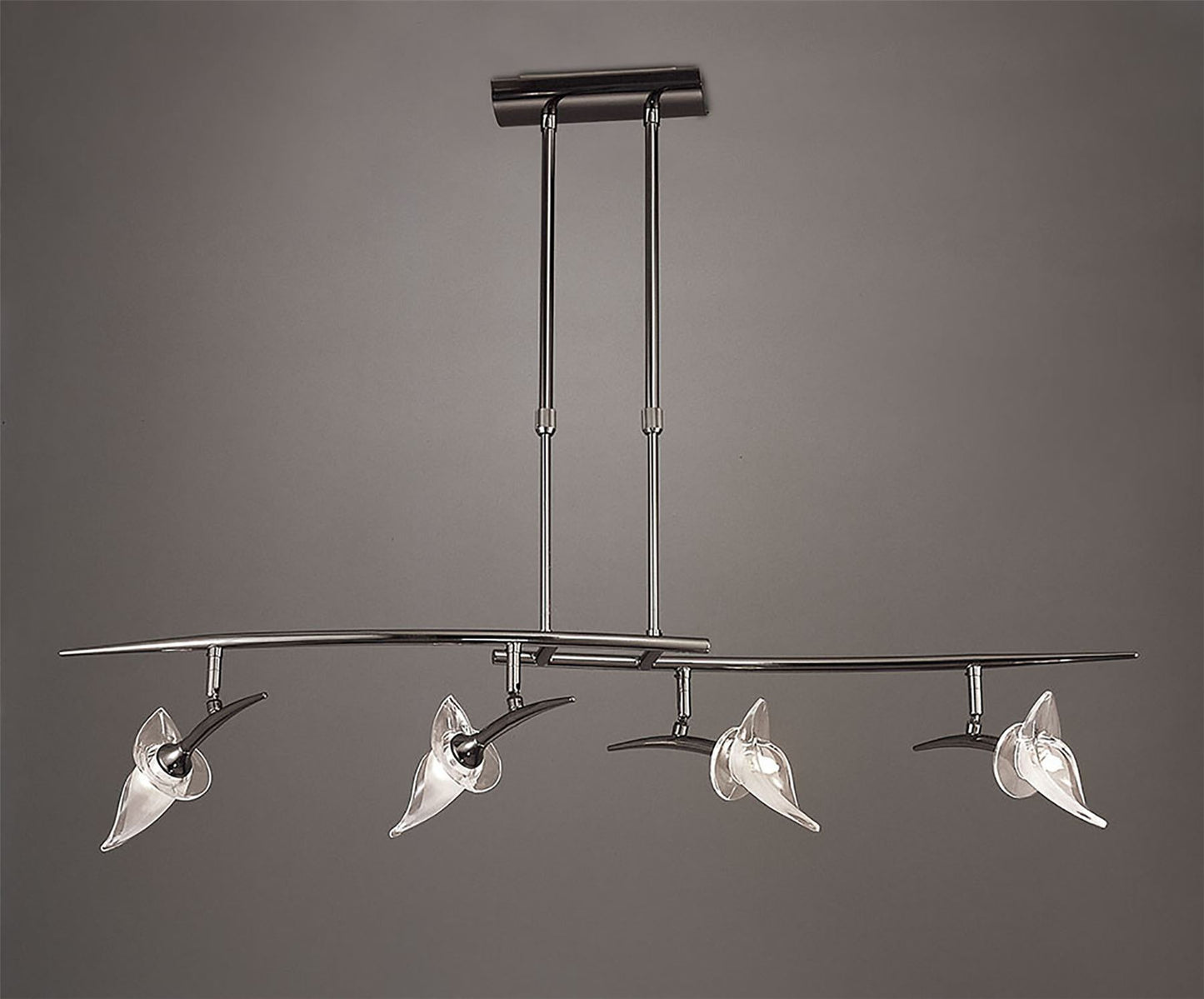 Mantra Flavia Telescopic Linear Pendant 4 Light G9 with Adjustable Heads, Black Chrome