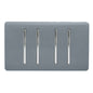Trendi 4 Gang (2 Way & 2xIntermediate) Glossy 10 Amp Rocker Light Switch Warm Grey