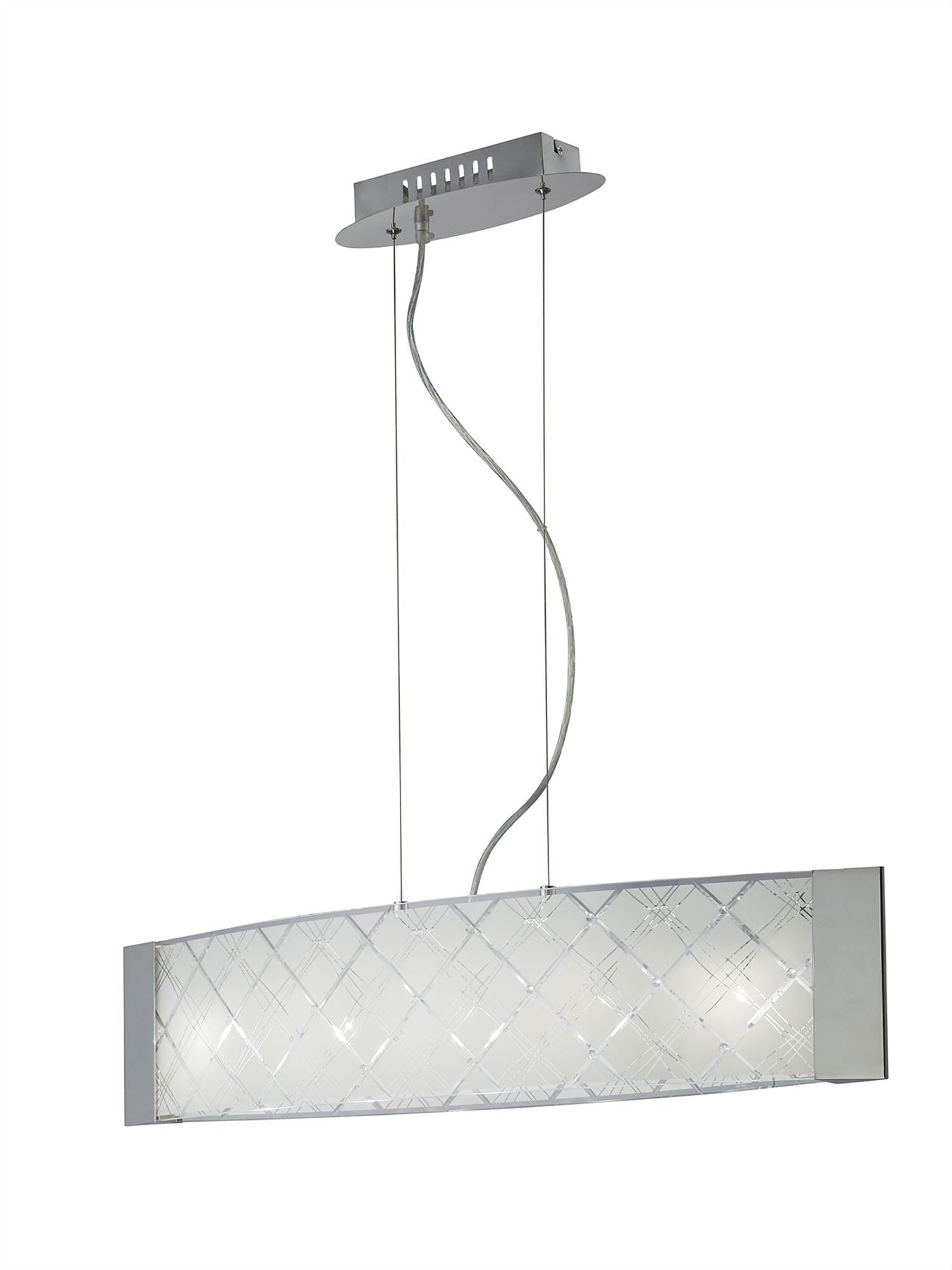 Diyas Aries Linear  5 Light G9 Polished Chrome, Glass Ceiling Pendant Light Fitting