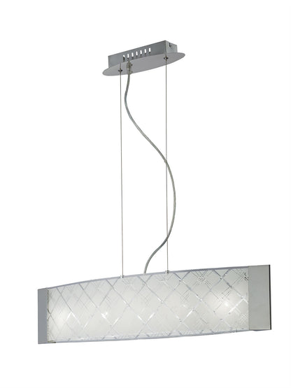 Diyas Aries Linear  5 Light G9 Polished Chrome, Glass Ceiling Pendant Light Fitting