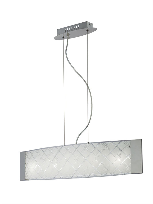 Diyas Aries Linear  5 Light G9 Polished Chrome, Glass Ceiling Pendant Light Fitting