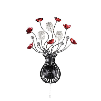 Diyas Home Bonita Aluminium (DH) Bonita Wall Light 3 Light G4 Black/Red/Crystal, NOT LED/CFL Compatible