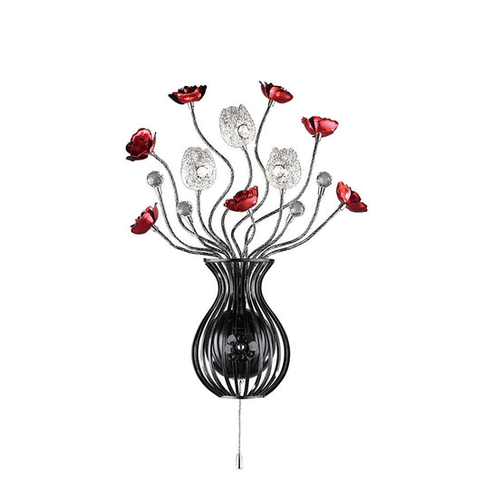 Diyas Home Bonita Aluminium (DH) Bonita Wall Light 3 Light G4 Black/Red/Crystal, NOT LED/CFL Compatible