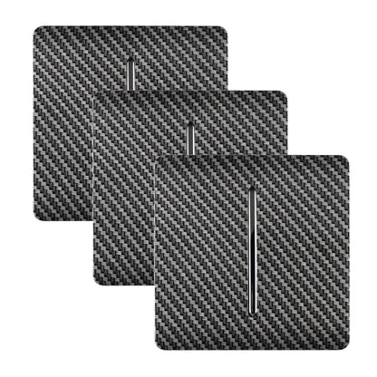 Trendi 1 Gang 2 Way 240V Screwless Artistic Modern Glossy 10 Amp Chrome Rocker Electrical Wall Light Switch in Carbon Fibre (3 pack)