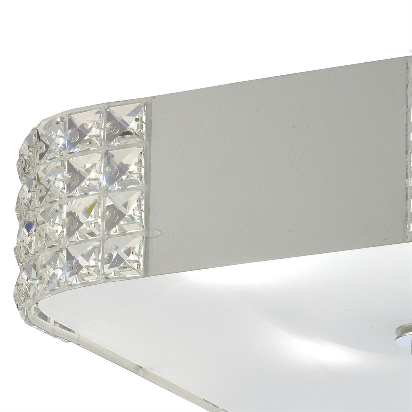 Diyas Denver Square Flush  4 Light E27, Matt White/Frosted Glass/Polished Chrome Ceiling Light Fitting