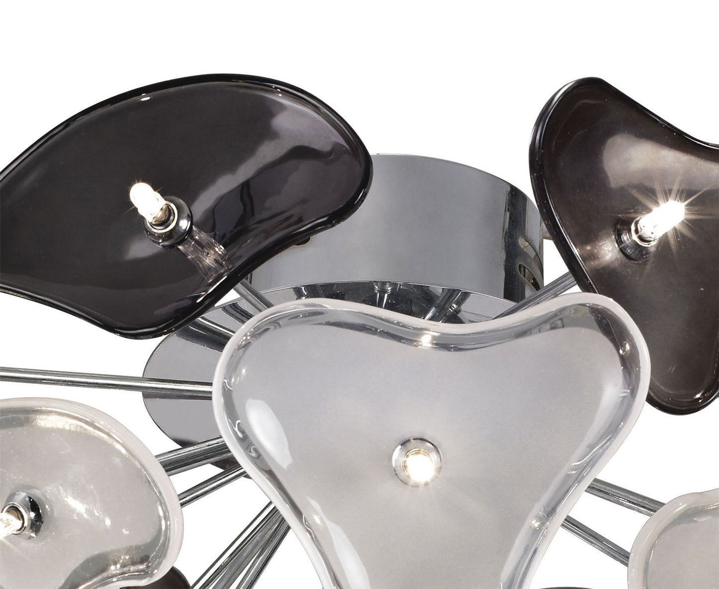 Mantra Otto 46cm Ceiling 21 Light G4, Polished Chrome/Frosted Glass/Black Glass, NOT LED/CFL Compatible