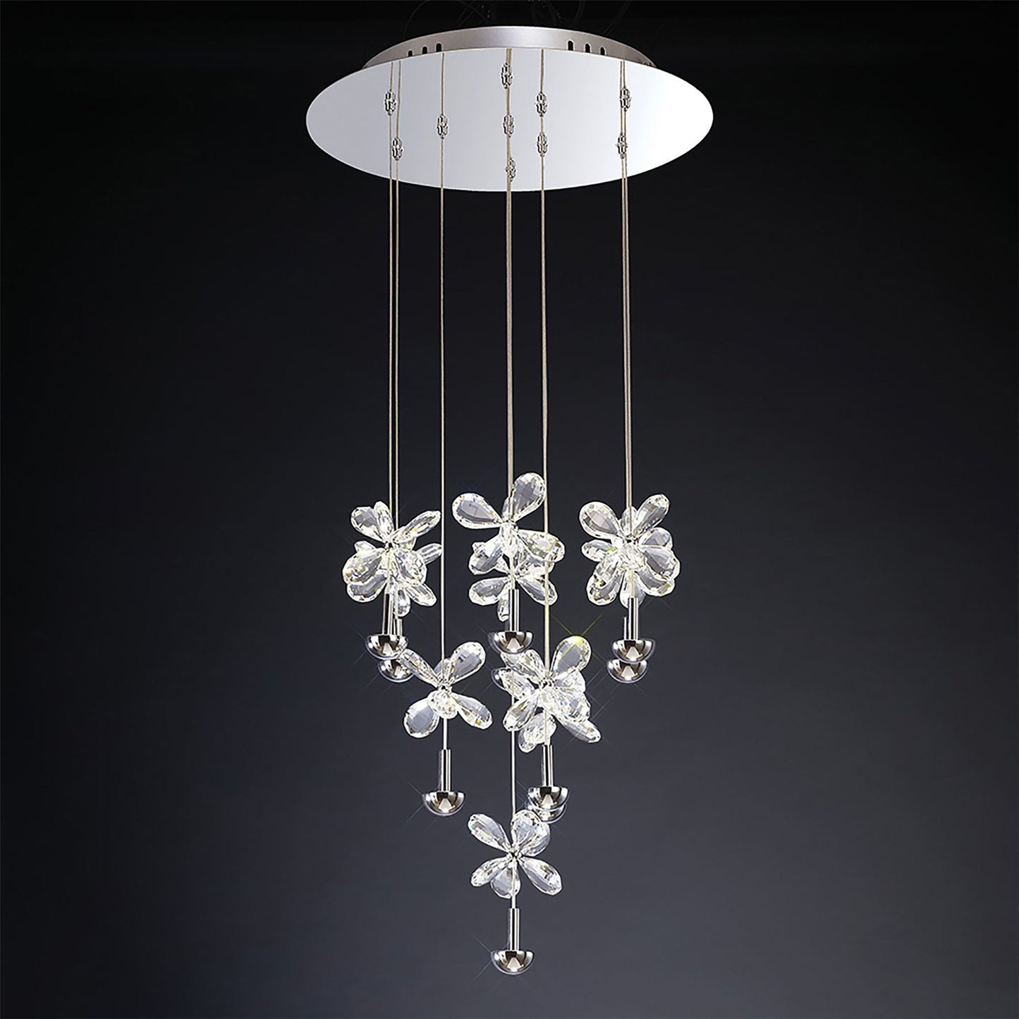 Diyas Aviva 40cm  Round 10 Light 4000K LED Polished Chrome/Crystal Ceiling Pendant Light Fitting