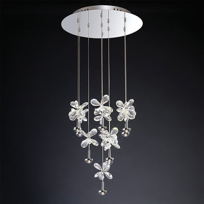 Diyas Aviva 40cm  Round 10 Light 4000K LED Polished Chrome/Crystal Ceiling Pendant Light Fitting