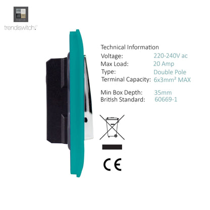 Trendi Artistic Modern Glossy 20 A Tactile Light Switch & Neon Insert Bright Teal