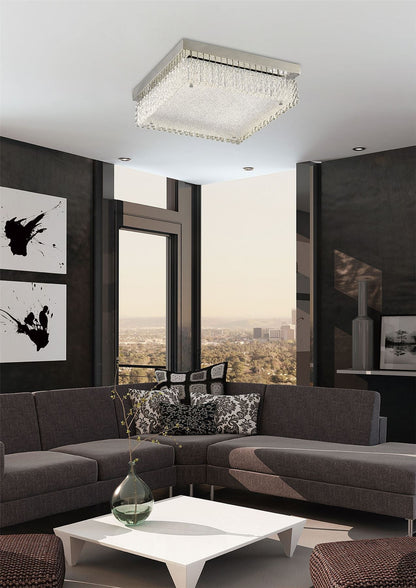 Diyas Aiden Large Square Flush  21W 1900lm LED 4200K Polished Chrome/Glass, 3yrs Warranty  Ceiling Light Fitting