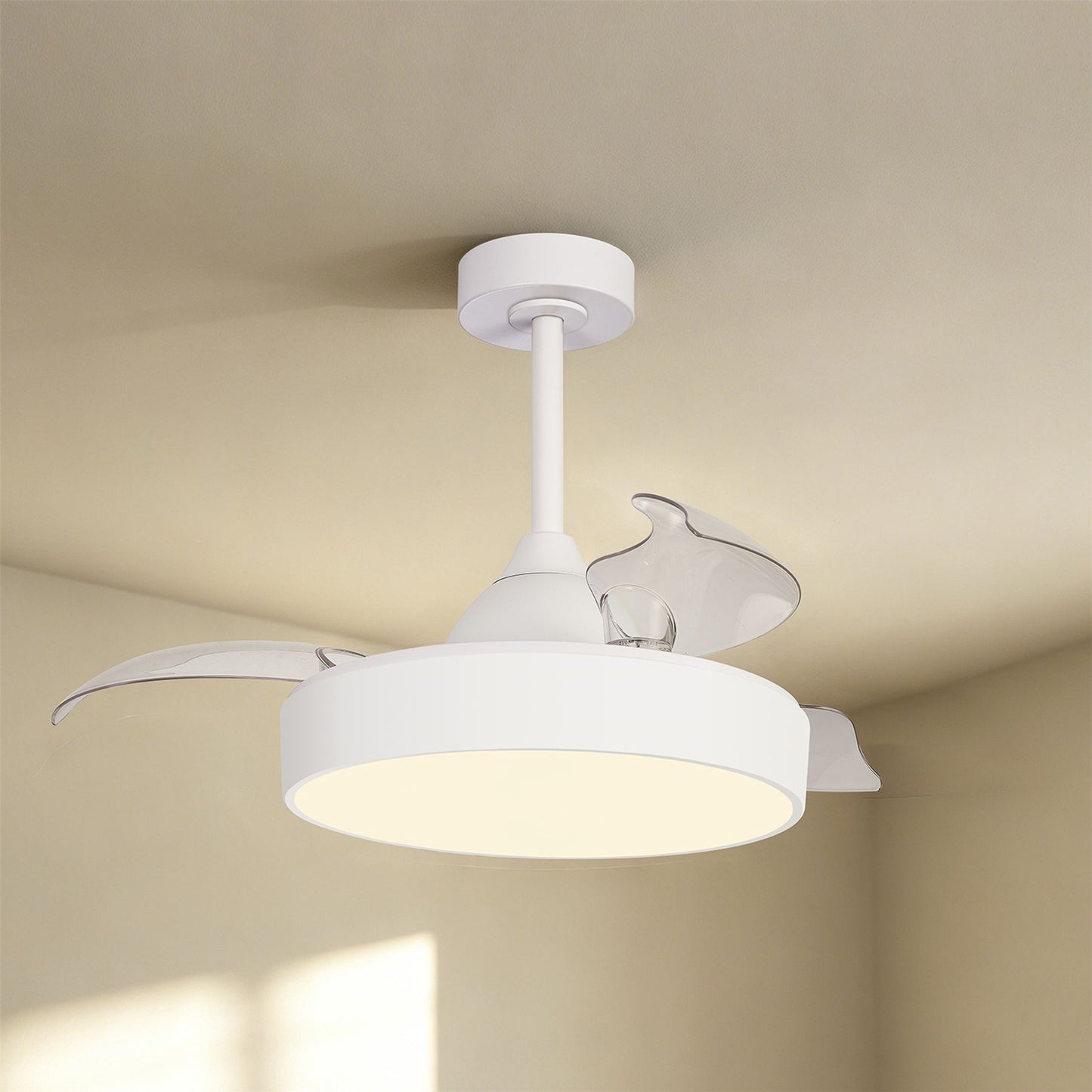 Alaska 43cm 45W LED Dimmable Ceiling Light With Built-In 25W DC Fan, 2700-5000K Remote & APP Control, 2500lm, White, 5yrs Warranty