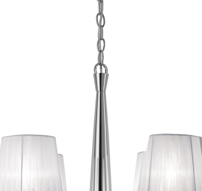 Mantra M3852 Tiffany Pendant 4+4 Light E14+G9, Polished Chrome with White Shades & Clear Crystal