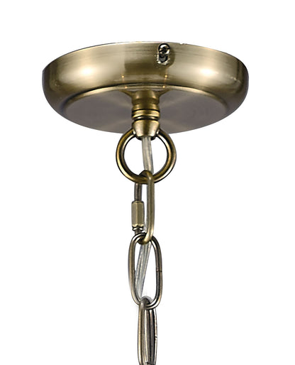 Diyas Chelsie 56cm  3 Light G9 Antique Brass/Clear Beaded Glass Ceiling Pendant Light Fitting