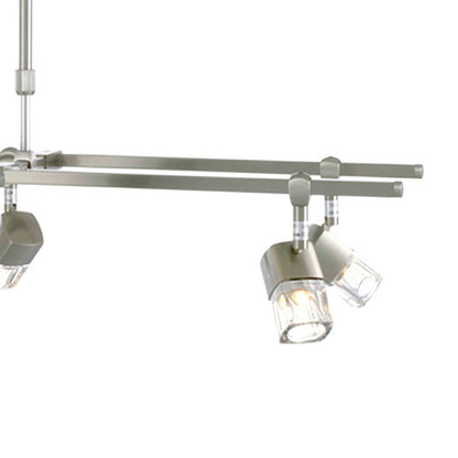 Diyas Ticino Rectangular Telescopic  6 Light G9 Satin Chrome Ceiling Pendant Light Fitting