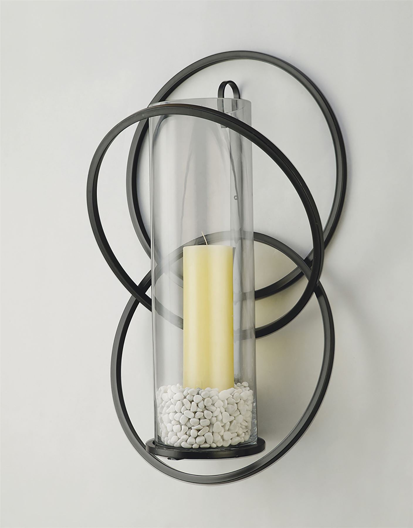 Diyas Home (DH) Oreo Wall Light Mounted Candle Holder Black/Clear Glass