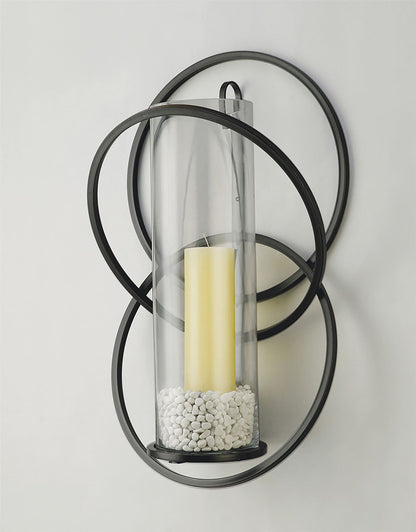 Diyas Home (DH) Oreo Wall Light Mounted Candle Holder Black/Clear Glass
