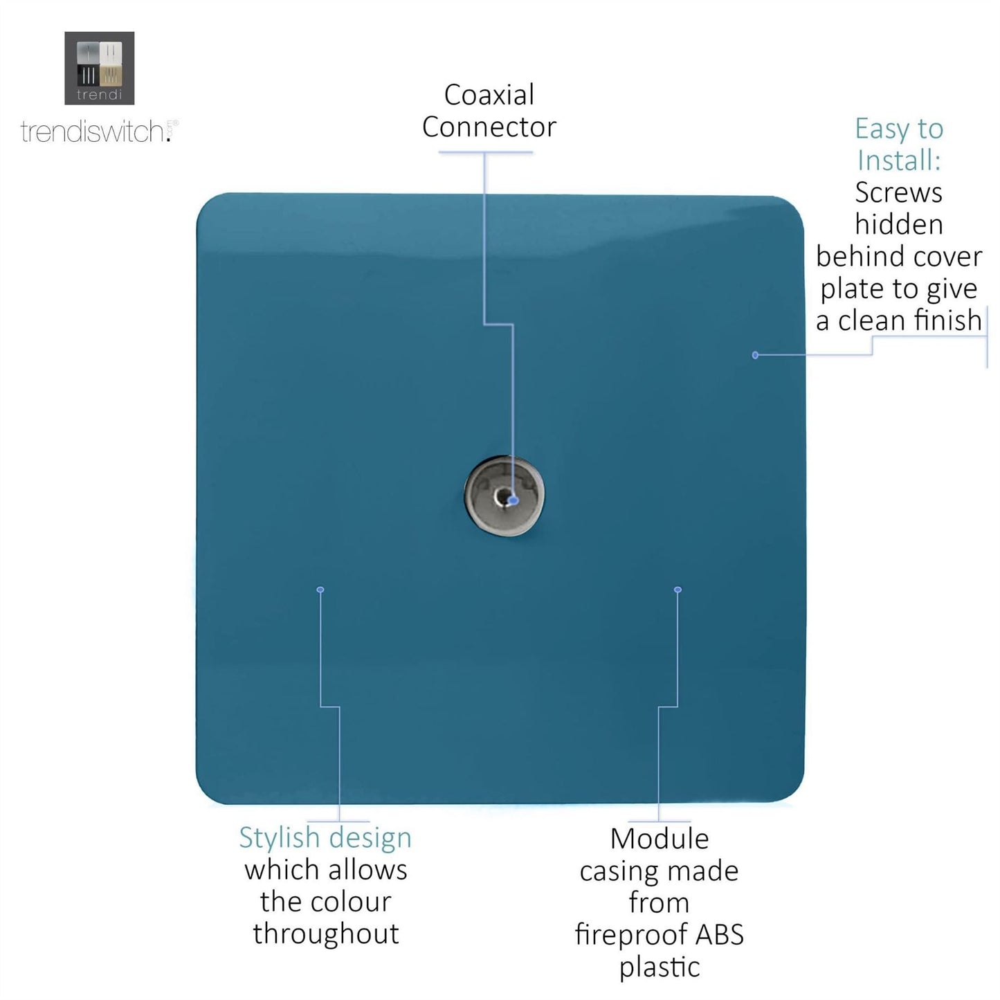 Trendi Artistic Modern Glossy Tactile TV Socket Midnight Blue