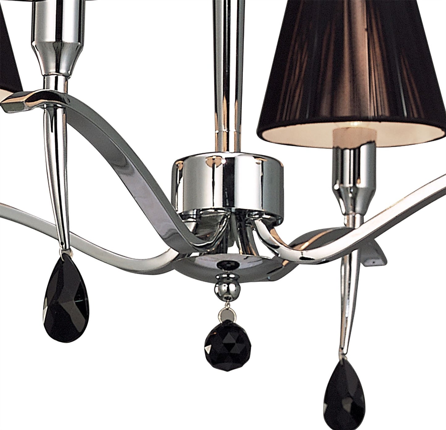 Mantra M0343 Siena Pendant Round 4 Light E14, Polished Chrome with Black Shades and Black Crystal