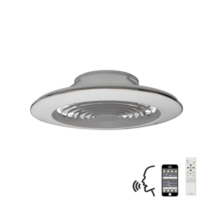 Alisio XL 73.5cm 95W LED Dimmable Ceiling Light & 58W DC Reversible Fan, Silver Finish c/w Remote Control, APP & Alexa/Google Voice Control, 5900lm