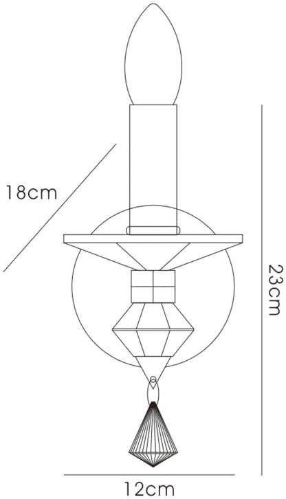 Diyas Renzo Wall Light Switched 1 Light E14 Polished Chrome/Crystal