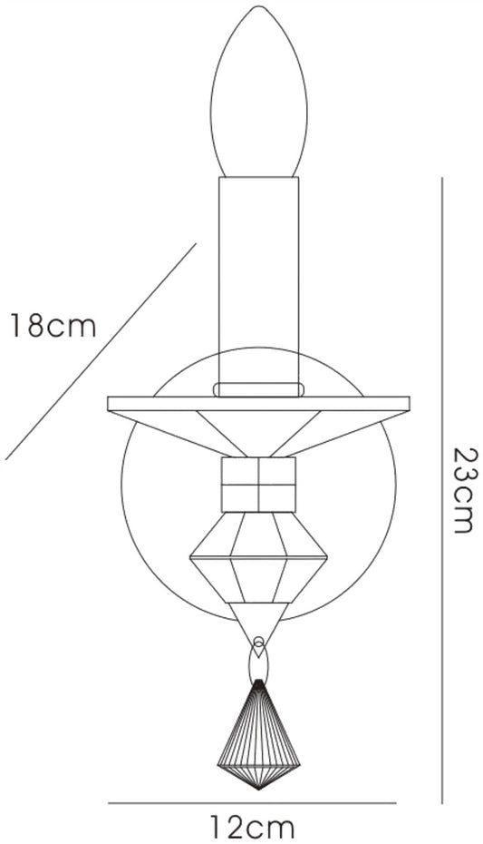 Diyas Renzo Wall Light Switched 1 Light E14 Polished Chrome/Crystal