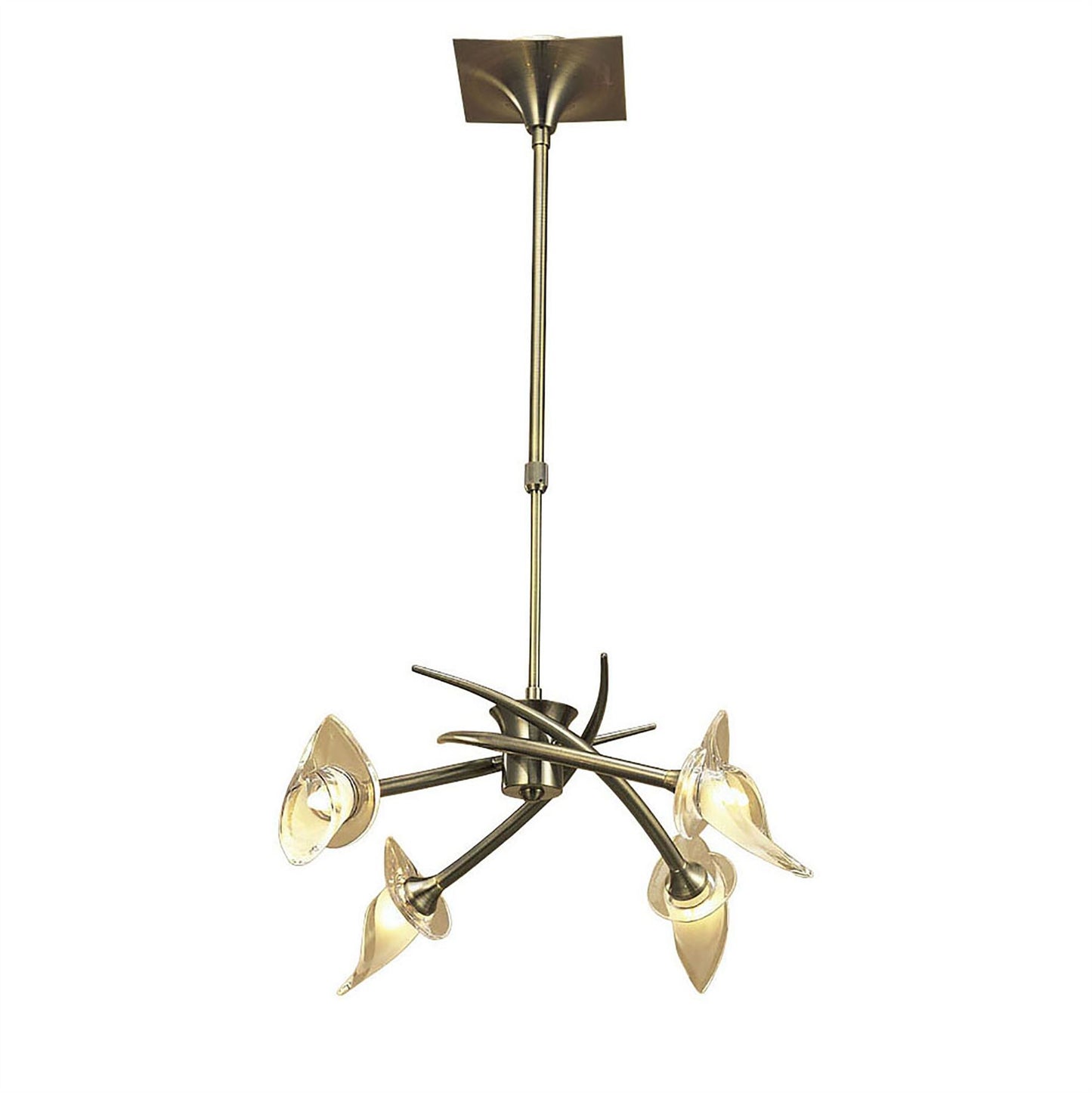 Mantra Flavia 54cm Telescopic Pendant Convertible To Semi Flush Round 4 Light G9, Antique Brass