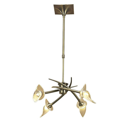 Mantra Flavia 54cm Telescopic Pendant Convertible To Semi Flush Round 4 Light G9, Antique Brass