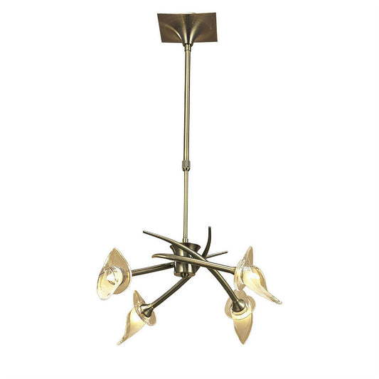 Mantra Flavia 54cm Telescopic Pendant Convertible To Semi Flush Round 4 Light G9, Antique Brass