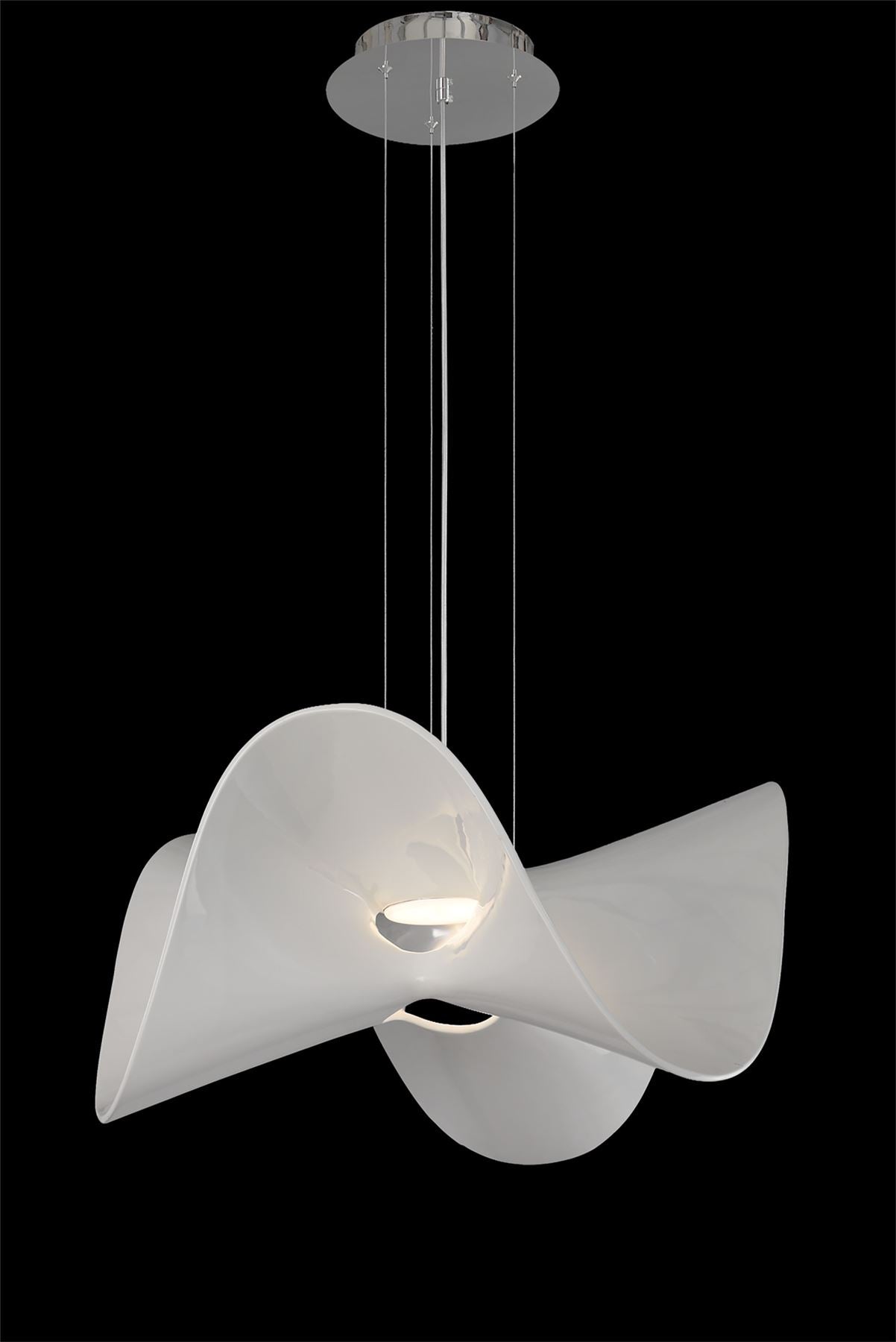 Mantra M5876 Manta Pendant 65cm Round 20W LED 3000K, 1600lm, Chrome/White, 3yrs Warranty