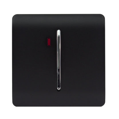 Trendi  45 A Cooker Light Switch & Neon Insert Matt Black Soft Touch