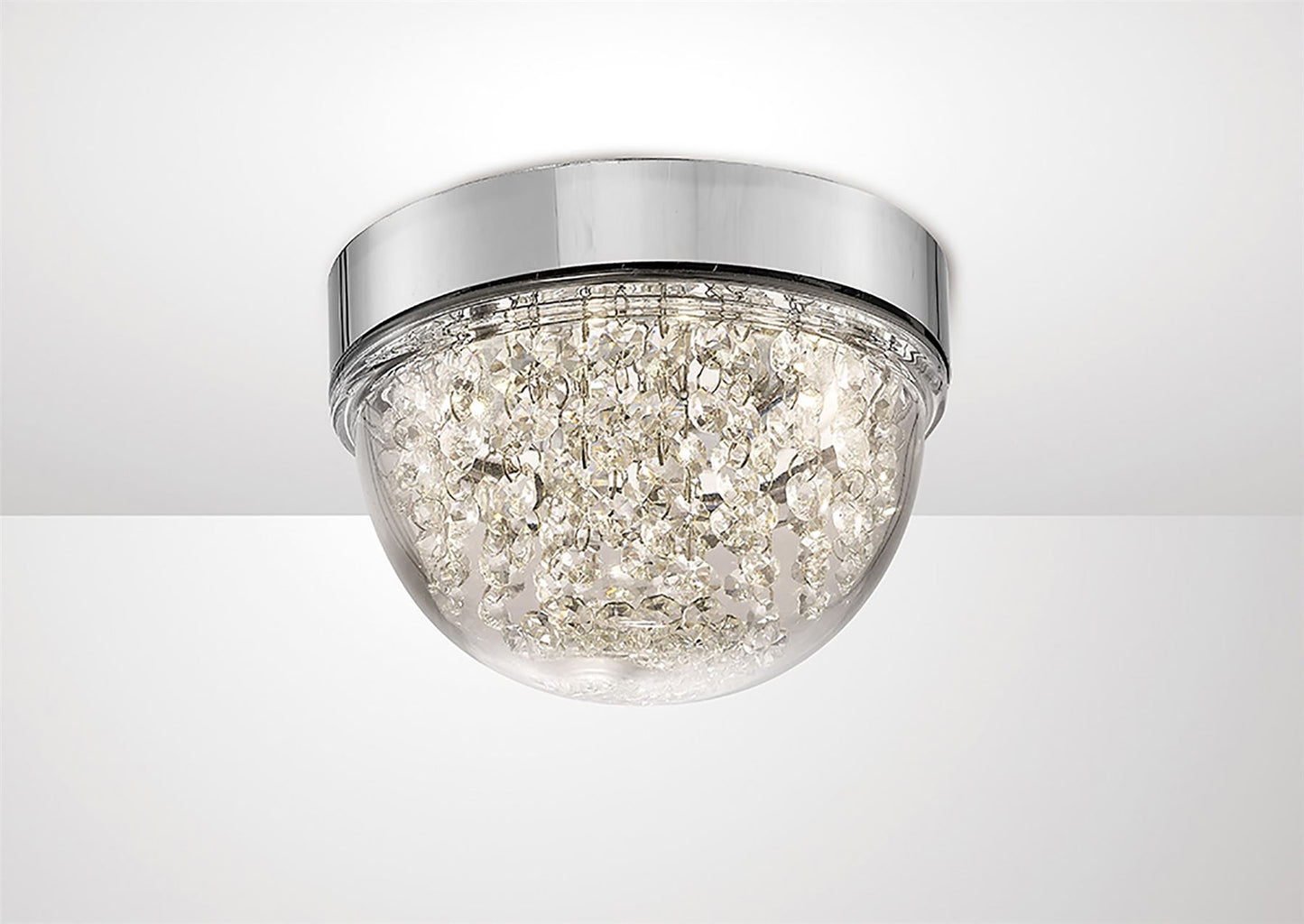 Diyas Harper 20cm Small Flush  6W 500lm LED 4000K Polished Chrome/Crystal, 3yrs Warranty Crystal Ceiling Light Fitting
