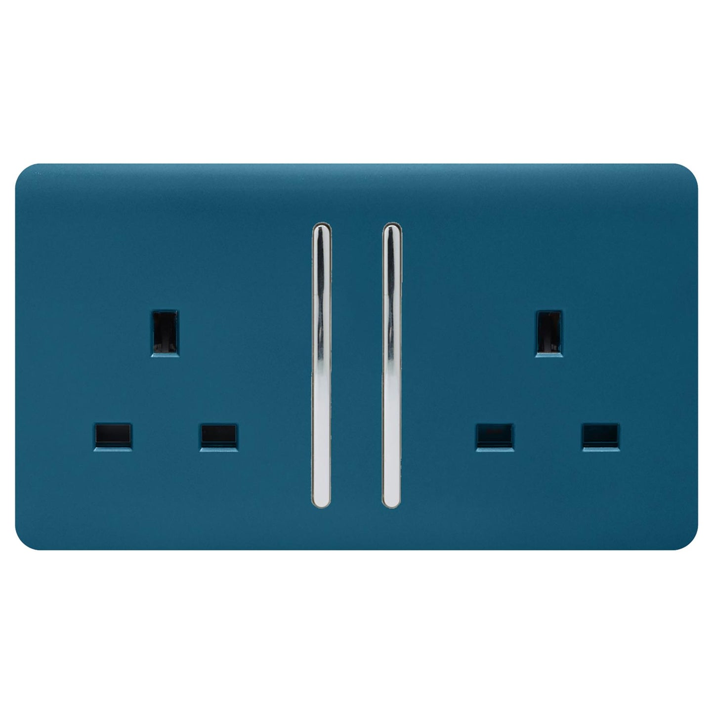 Trendi 2 Gang Artistic Modern Glossy 13 Amp Switched Tactile Plug Socket Midnight Blue (5 Pack)