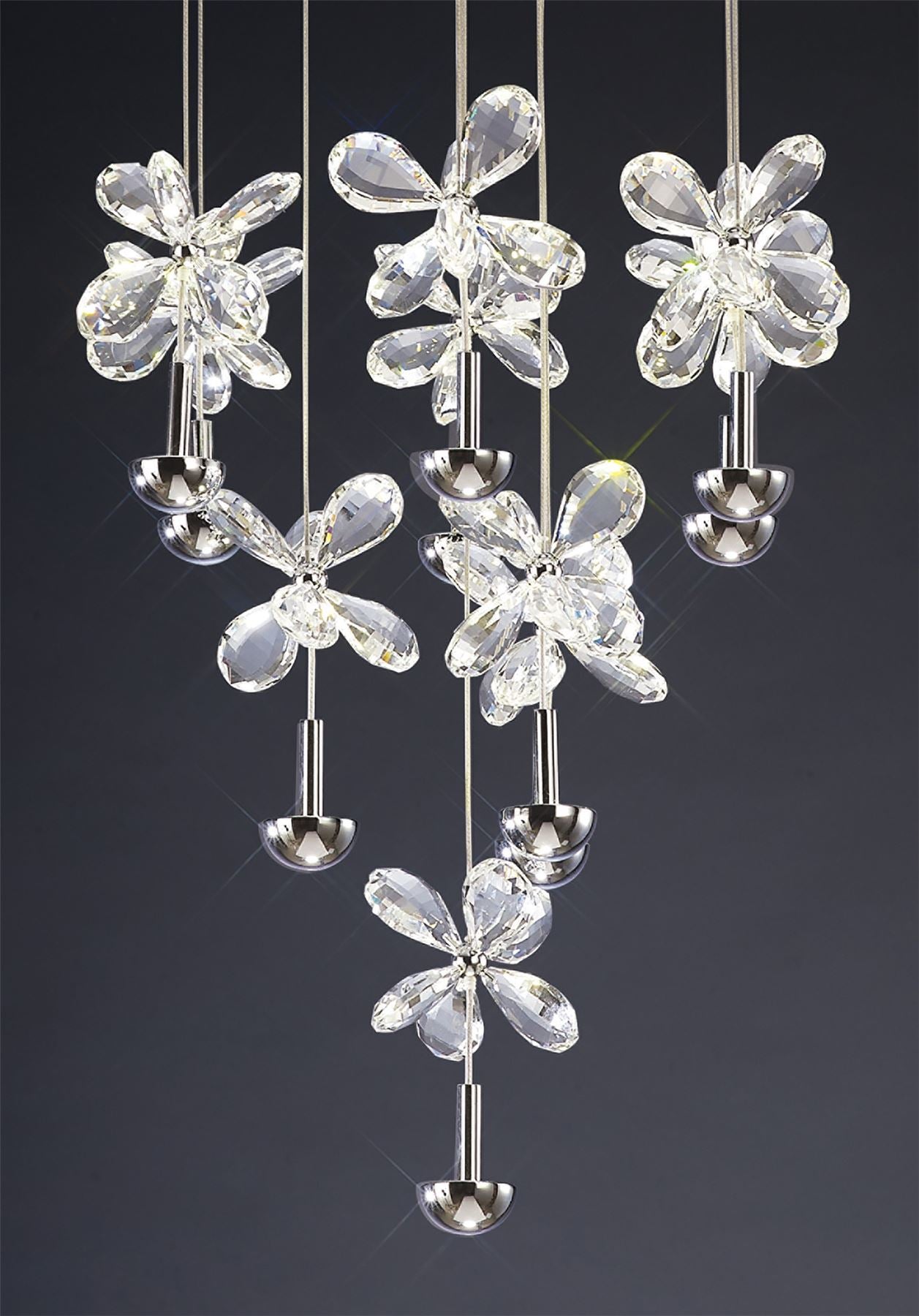 Diyas Aviva 40cm  Round 10 Light 4000K LED Polished Chrome/Crystal Ceiling Pendant Light Fitting
