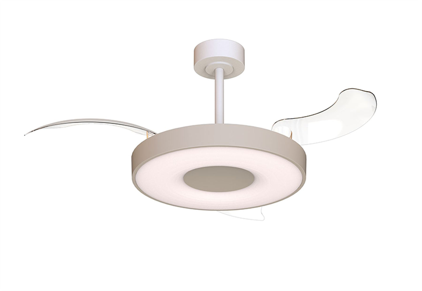 Coin Fan M 49cm 40W LED Dimmable Ceiling With Built-In 30W DC Fan, 3000-5000K Remote, APP, Alexa & Google Voice Control, 6400lm, Beige