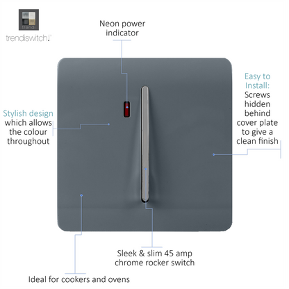 Trendi Artistic Modern Glossy 45 A Tactile Light Switch & Neon Insert Warm Grey