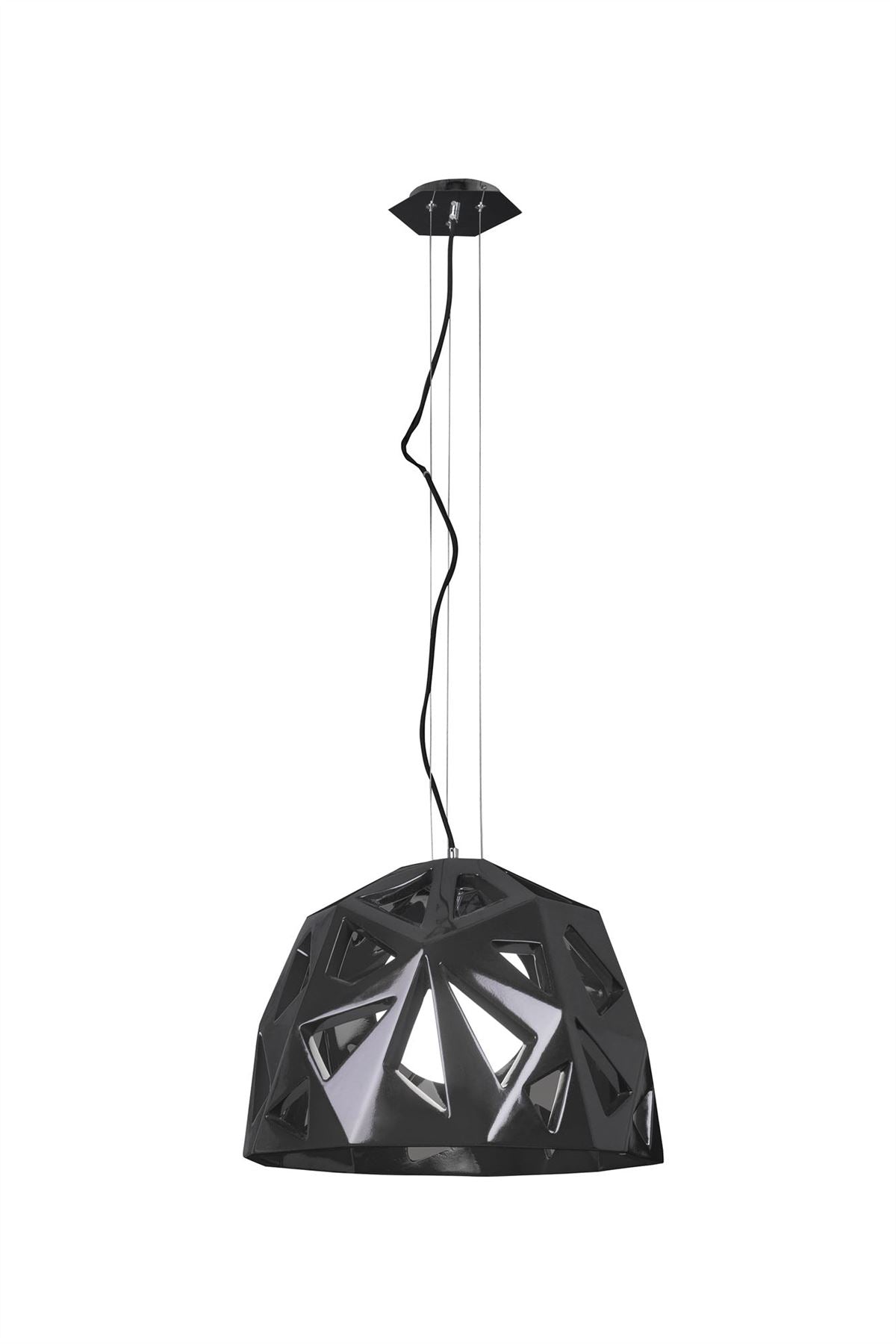 Mantra M3732 Facette Pendant 1 Light E27, Gloss Black/Polished Chrome