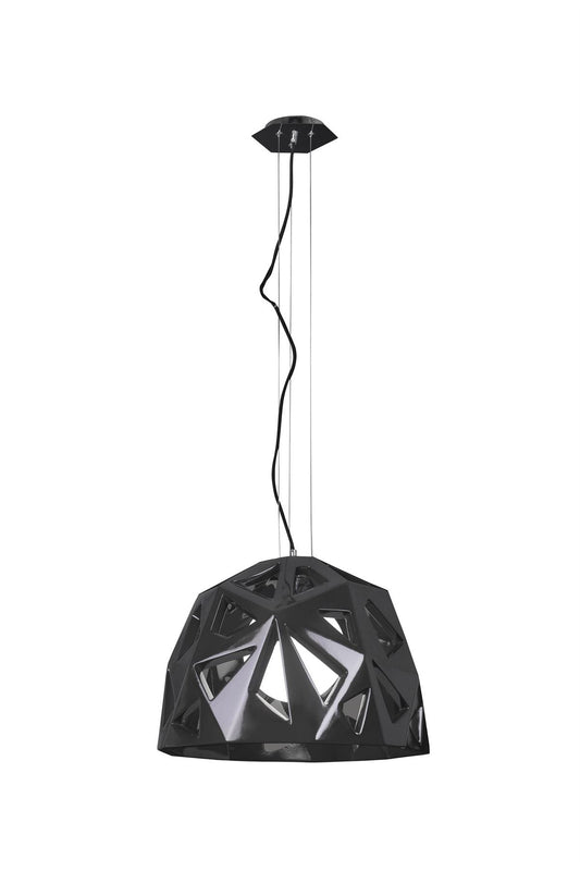 Mantra M3732 Facette Pendant 1 Light E27, Gloss Black/Polished Chrome