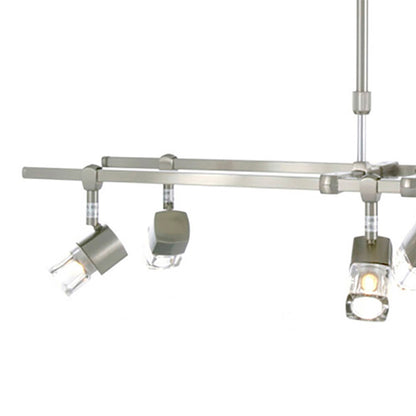 Diyas Ticino Rectangular Telescopic  6 Light G9 Satin Chrome Ceiling Pendant Light Fitting