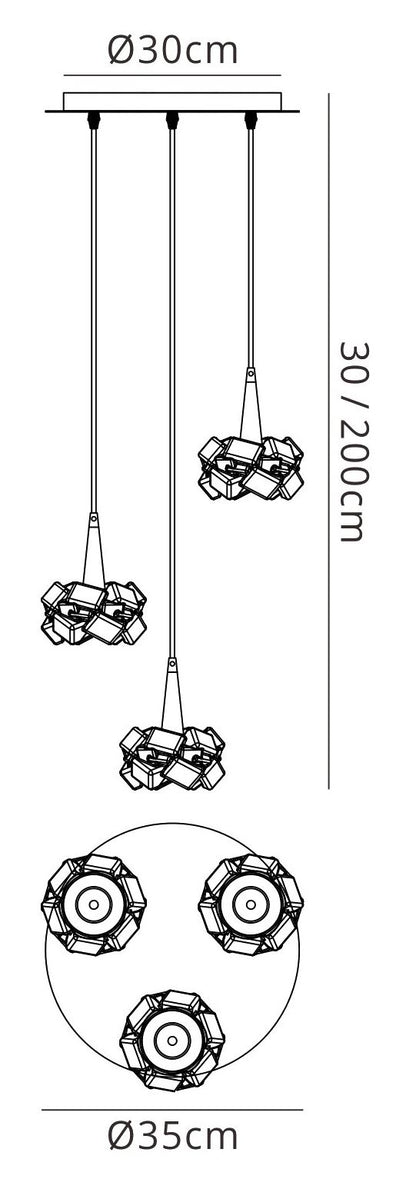 Mantra M3952 Artic Pendant 3 Light G9 Round, Polished Chrome
