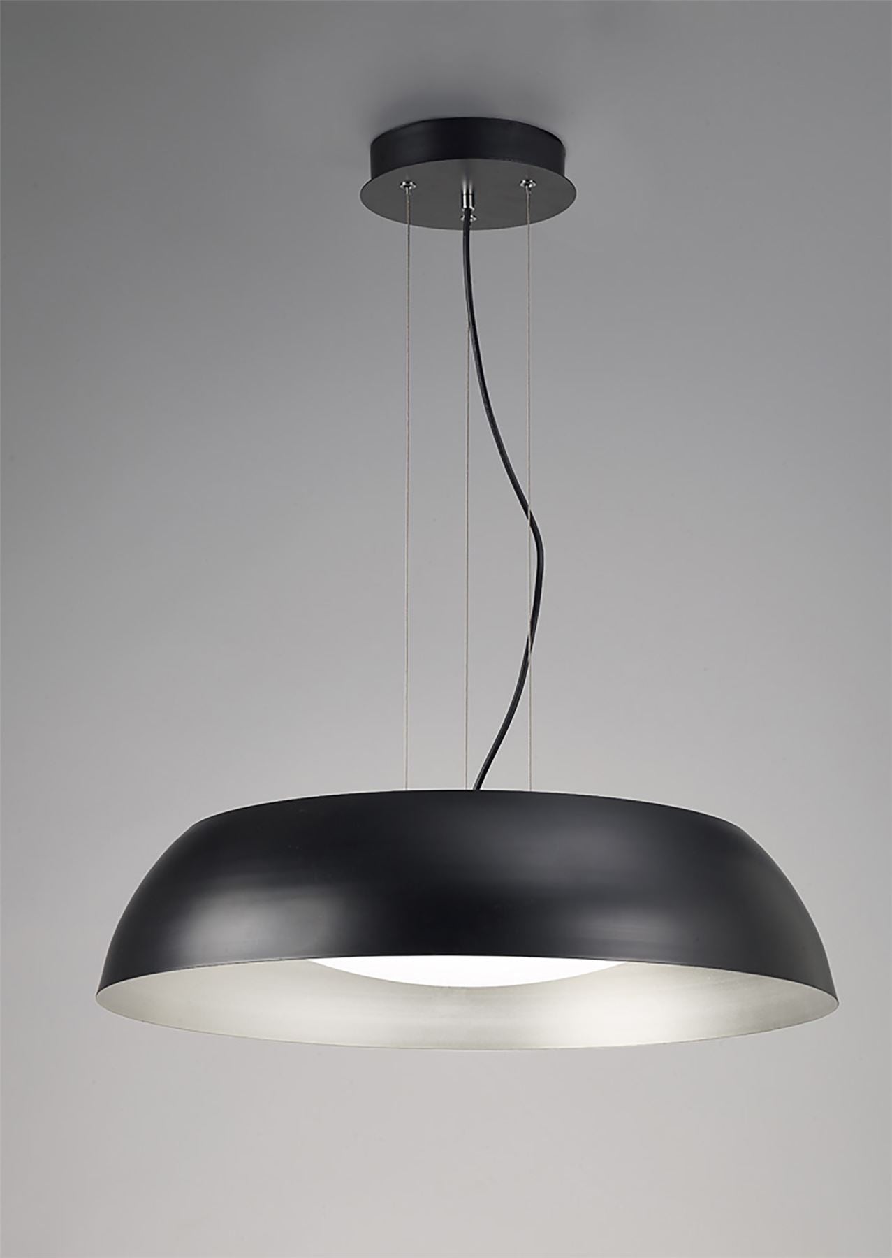 Mantra M4843 Argenta Pendant Large 30W LED 3000K, 3000lm, Matt Black/Silver/White Acrylic, 3yrs Warranty