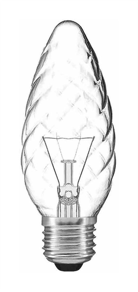 Luxram Candle 45mm Twisted Clear E27 40W Incandescent