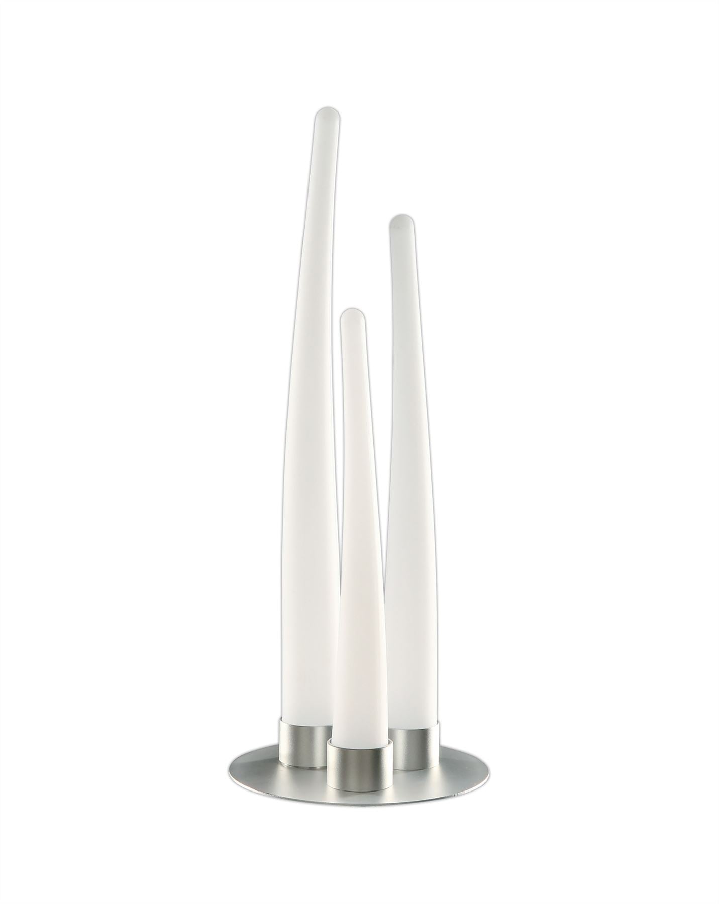 Mantra Estalacta Table Lamp 3 Light Indoor, Silver/Opal White
