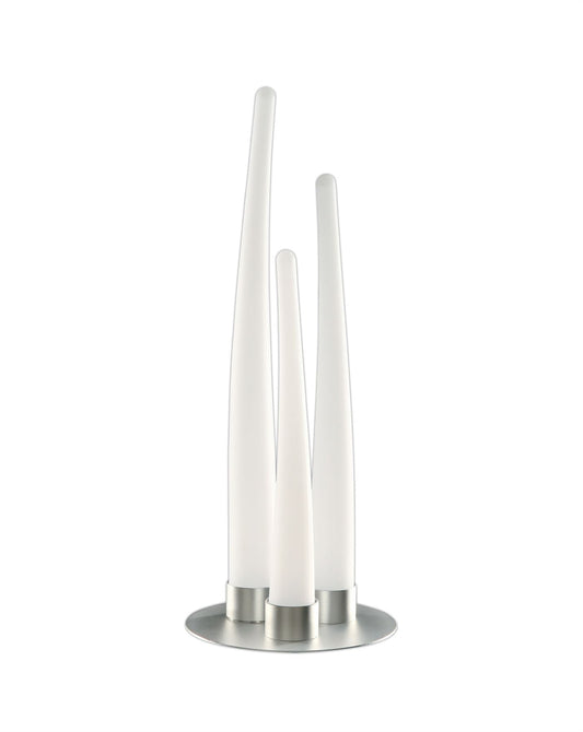 Mantra Estalacta Table Lamp 3 Light Indoor, Silver/Opal White